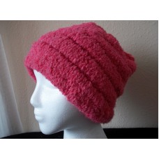 Hand knitted cozy & warm beanie/hat   plush hot pink  eb-61652276
